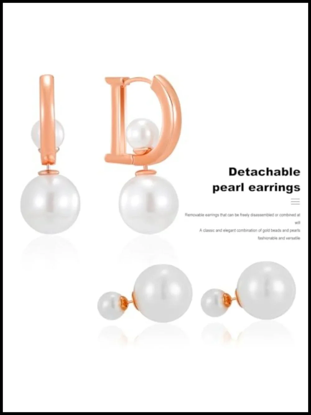 Huggie Hoop Earrings for Women 18K Gold Plated Brass Pearl D-Shape Drop Earrings